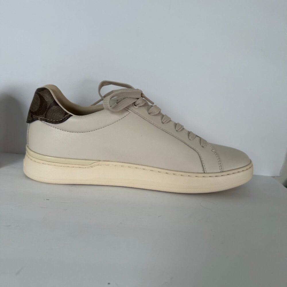 Coach Women's Clip Leather Low Top Sneaker Size 11B NEW Cream/Brown Monogram - Picture 8 of 11